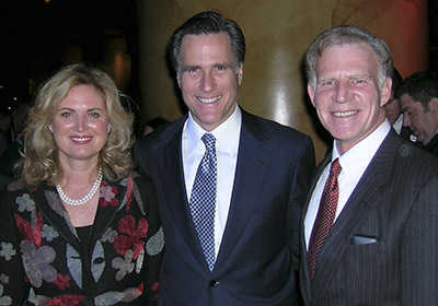 MA Governor Mitt Romney and Ann discuss with Gil at the RGA, the MA universal health care system as the basis of “Obama Care”.